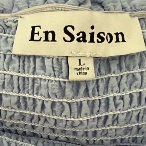En Saison Smoked Blouse Light Blue Size Large - Picture 12 of 12